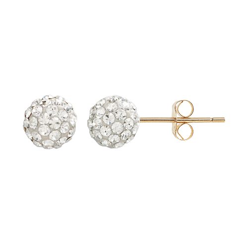 10k Gold Crystal Ball Stud Earrings