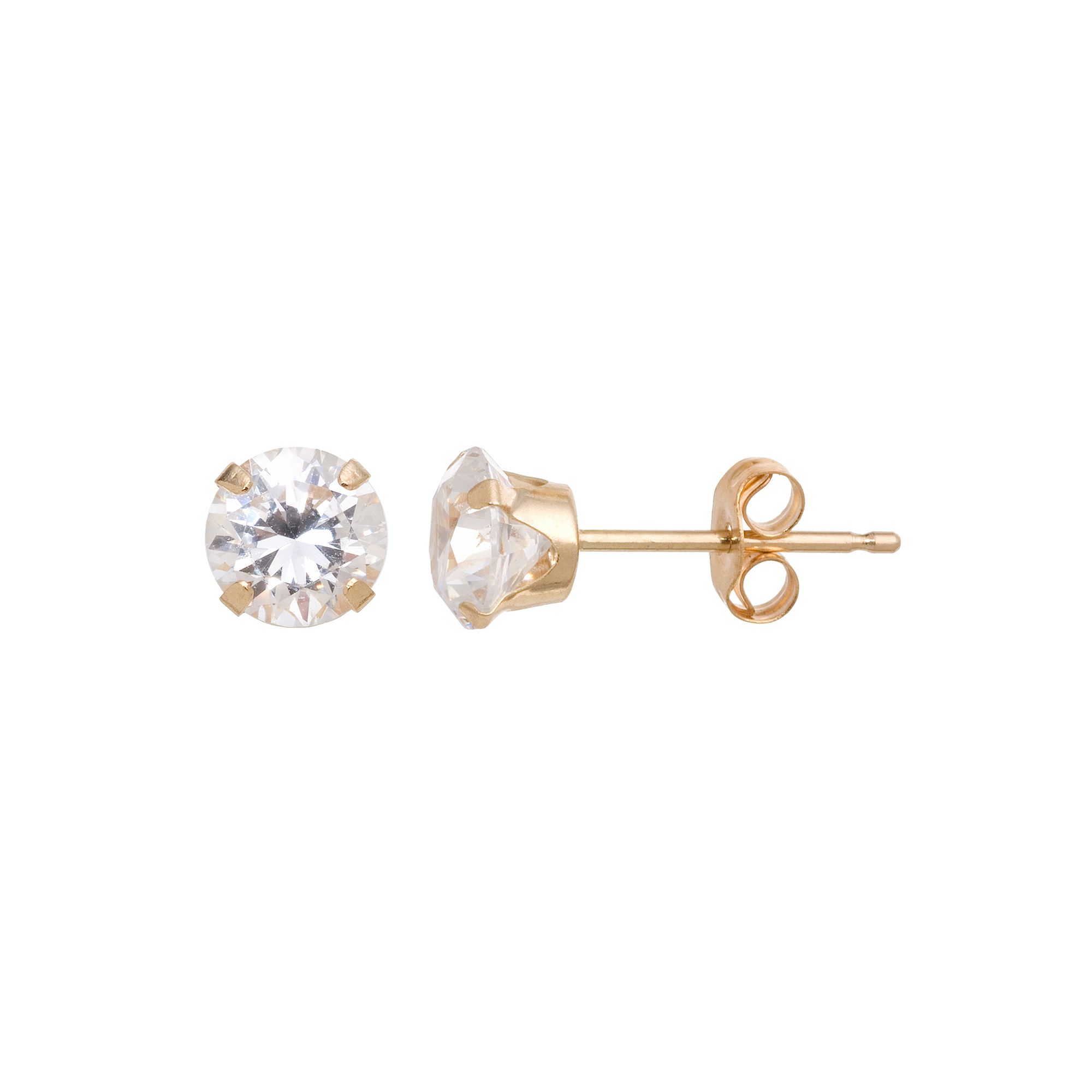 Taylor Grace 10k Gold Cubic Zirconia Stud Earrings, Womens, White