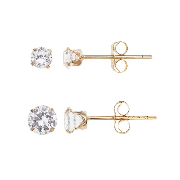 Taylor Grace 10k Gold Cubic Zirconia Stud Earring Set