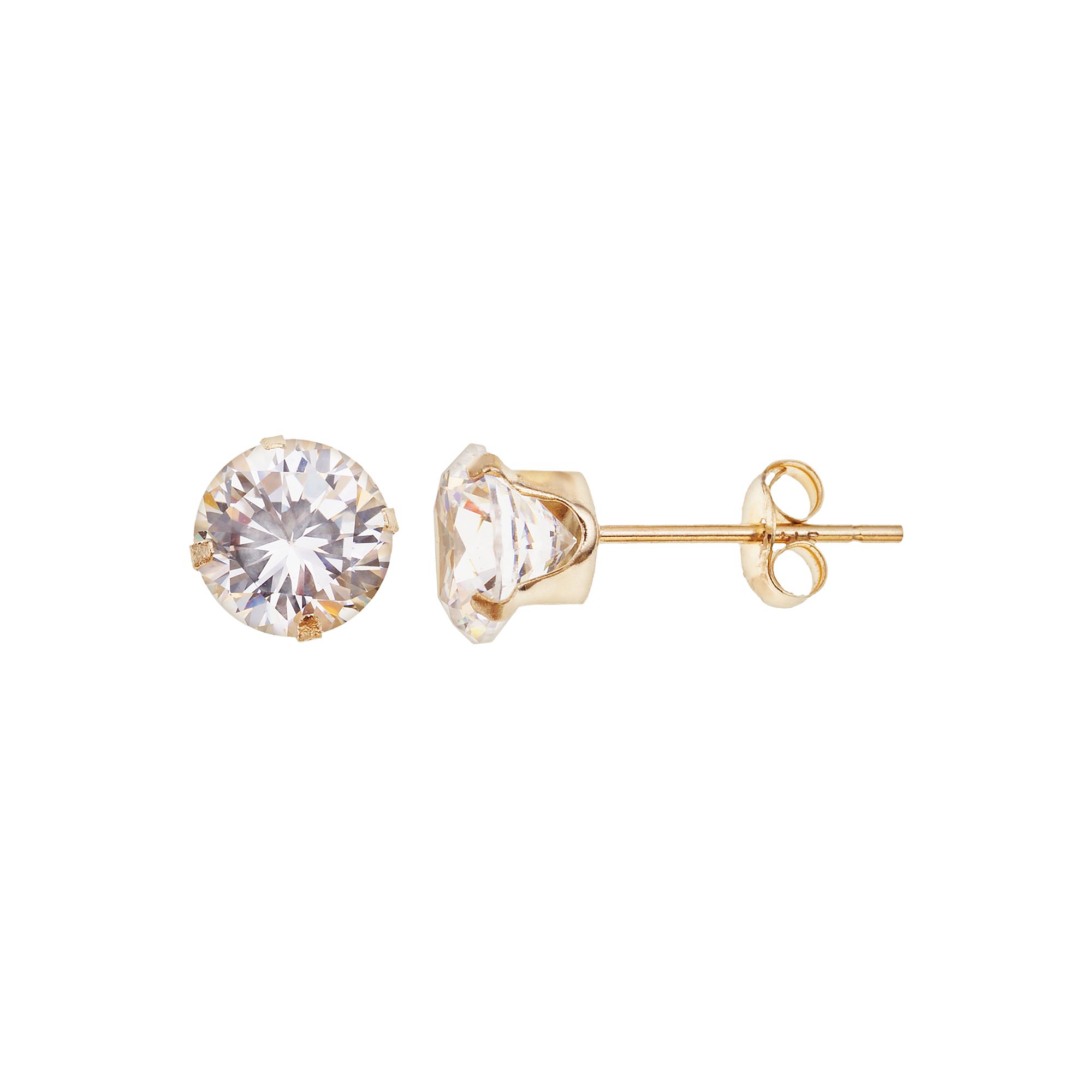 Taylor Grace 10k Gold Cubic Zirconia Stud Earrings, Womens, White