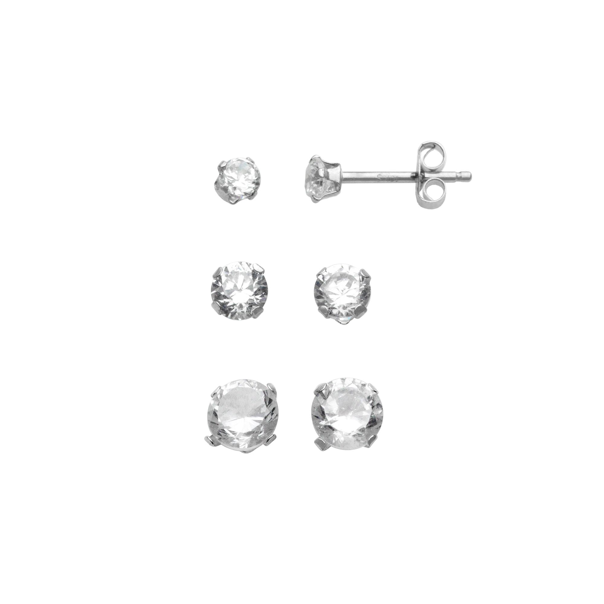 Taylor Grace 10k White Gold Cubic Zirconia Stud Earring Set, Womens