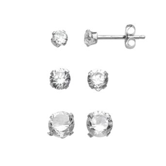 Taylor Grace 10k White Gold Cubic Zirconia Stud Earring Set