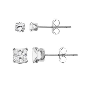 Taylor Grace 10k White Gold Cubic Zirconia Stud Earring Set