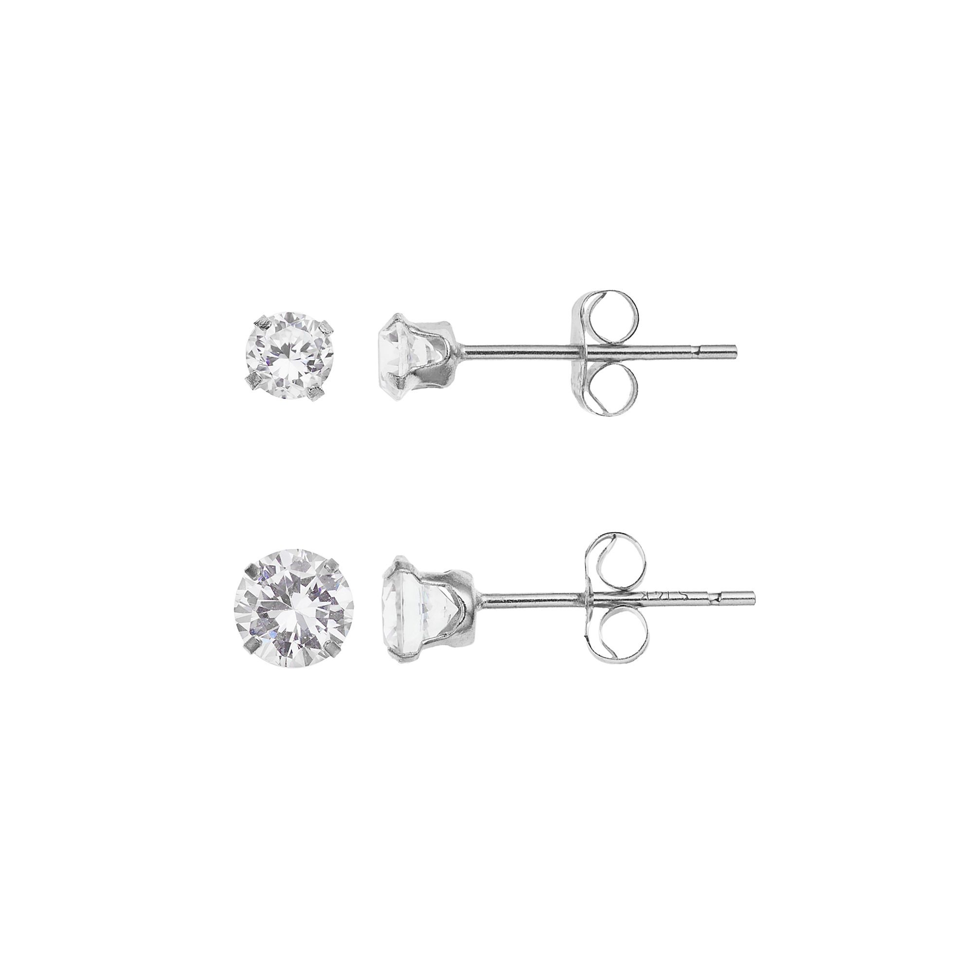 Taylor Grace 10k White Gold Cubic Zirconia Stud Earring Set, Womens