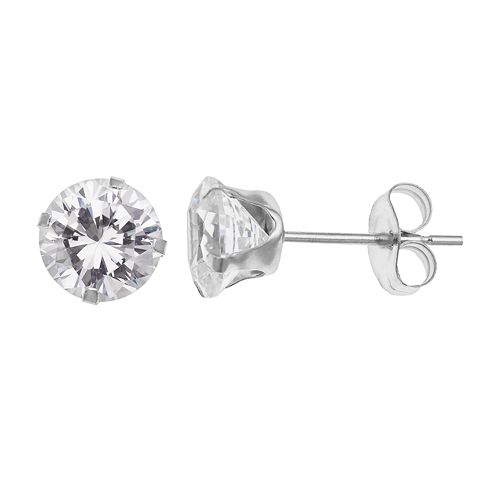 10k White Gold Cubic Zirconia Stud Earrings