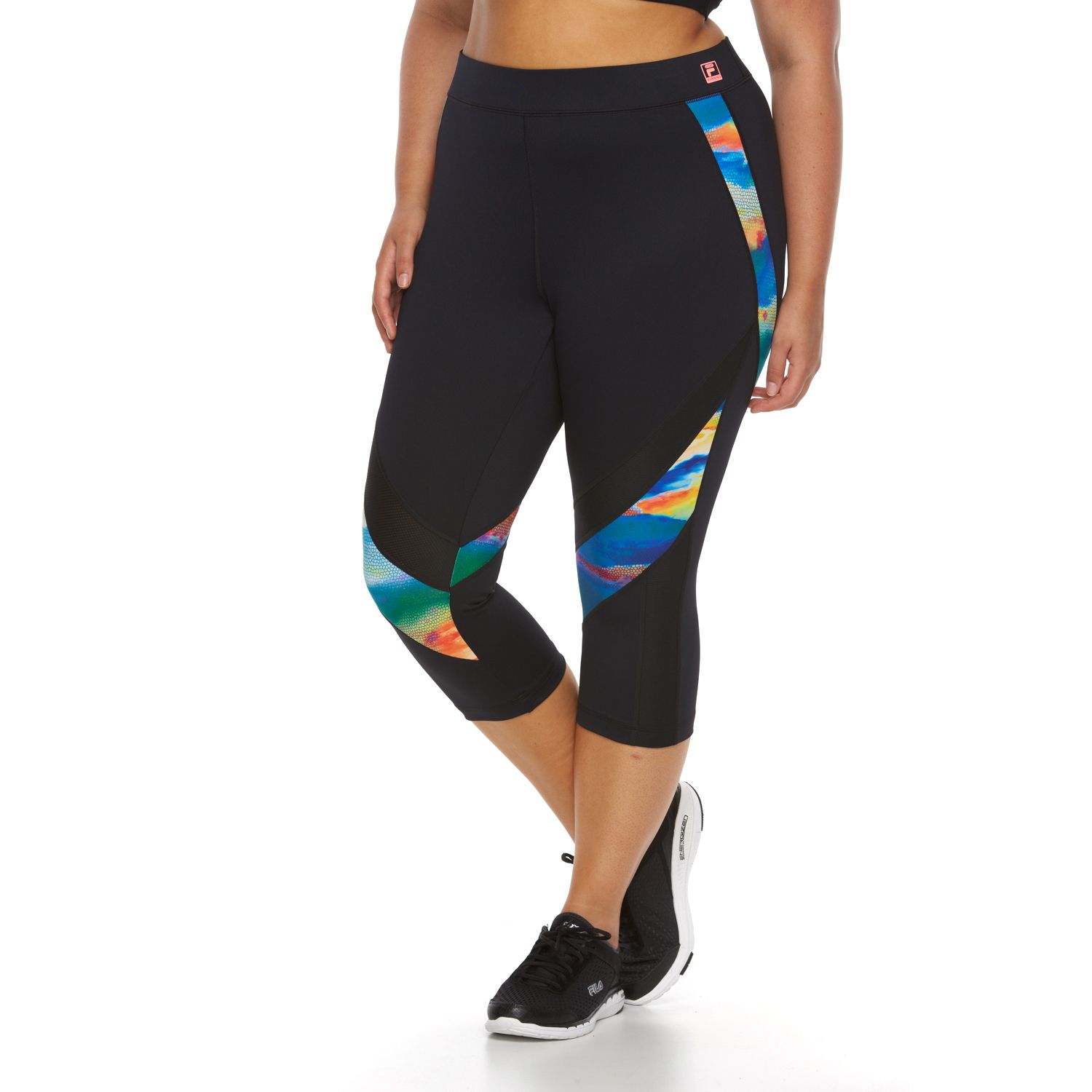 fila sport mesh printed yoga capris