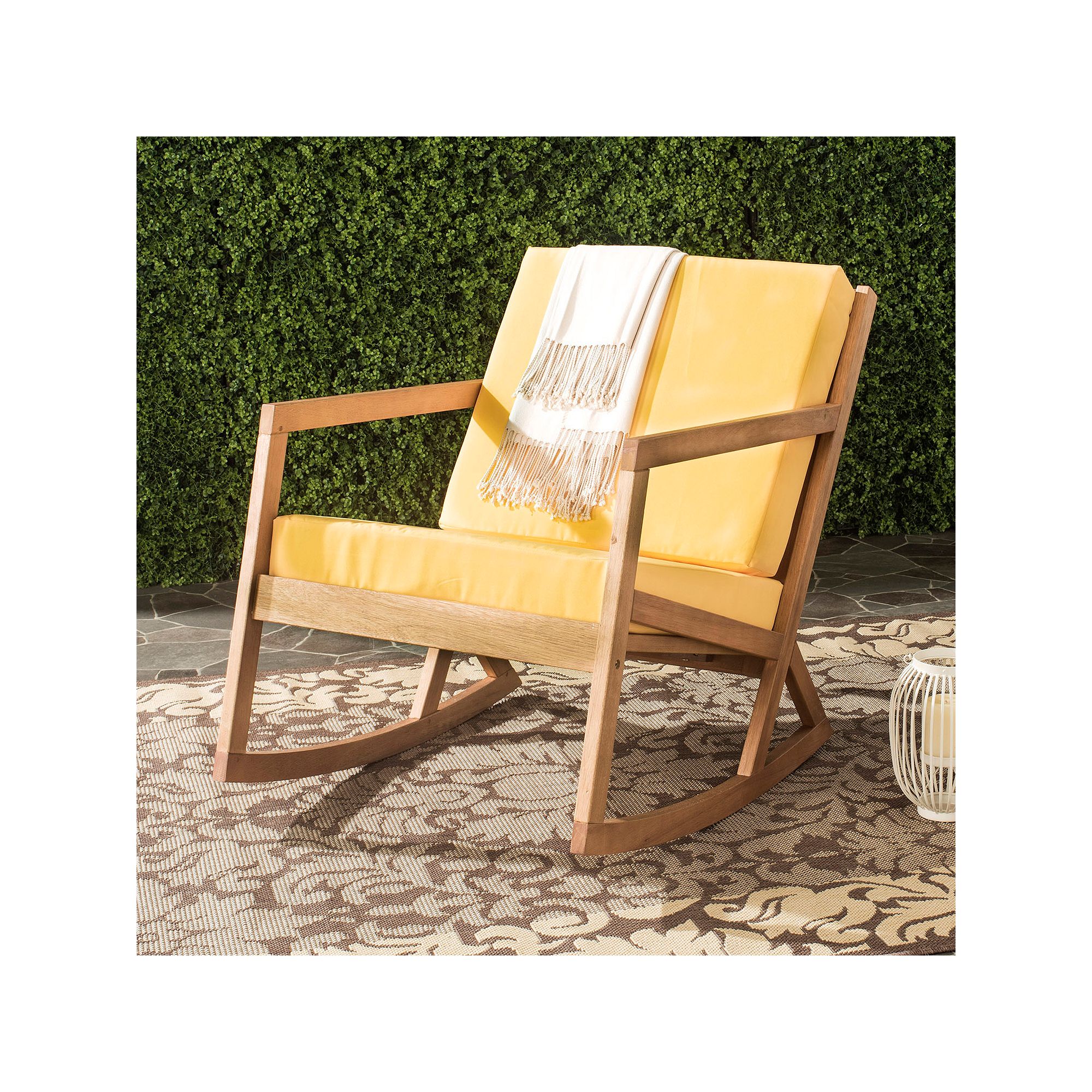 Safavieh Vernon Patio Rocking Chair, Brown Yellow