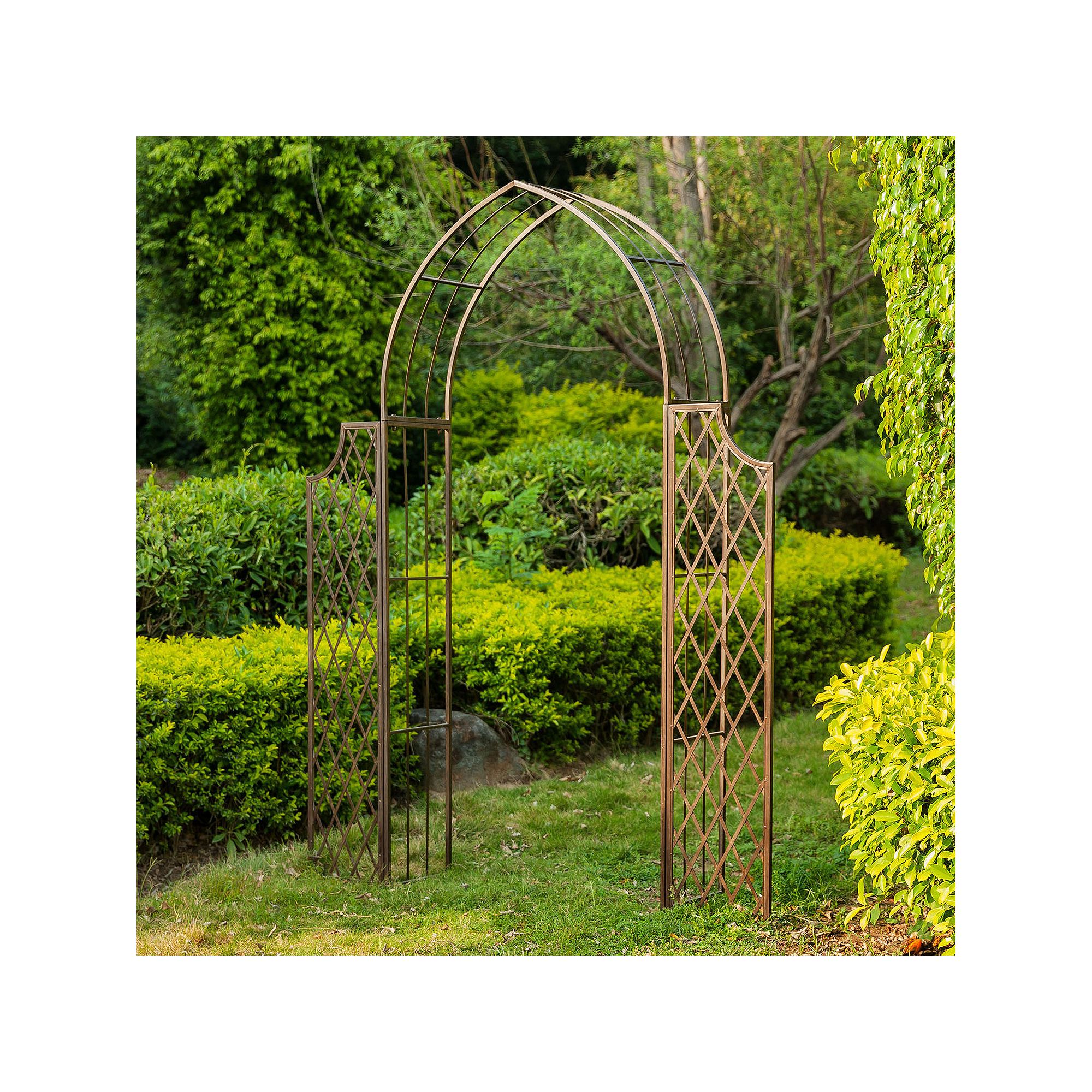 Safavieh Jaida Patio Archway Arbor, Rustic Brown