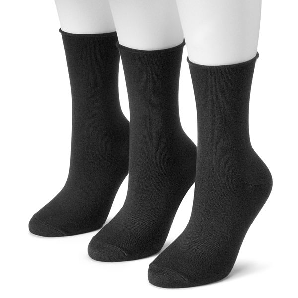 Women's Sonoma Goods For Life™ 3-pk. Soft & Comfortable Roll Top Crew Socks