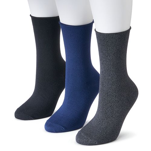 Women's SONOMA Goods for Life® 3-pk. Soft & Comfortable Roll Top Crew Socks