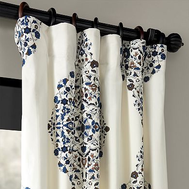 EFF Floral Printed Cotton Twill Room Darkening Curtain Panel