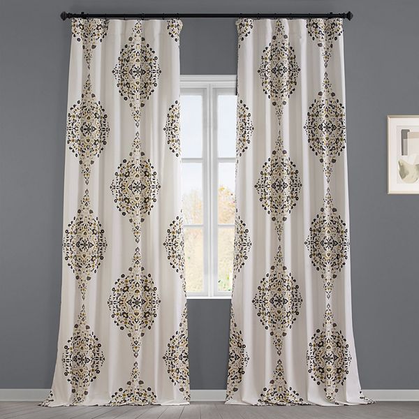 EFF Floral Printed Cotton Twill Room Darkening Curtain Panel