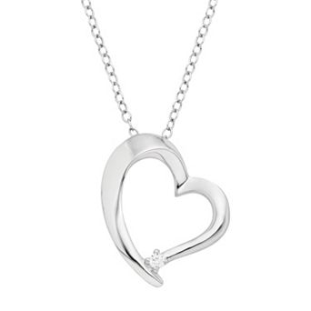 Sterling Silver Diamond Accent Heart Pendant Necklace