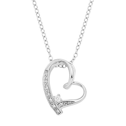 Sterling Silver Diamond Accent Heart Pendant Necklace
