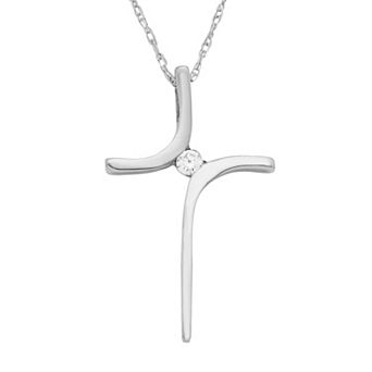 10k Gold Diamond Accent Cross Pendant Necklace