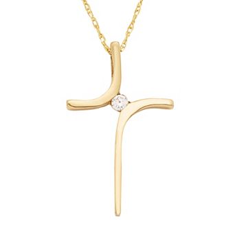 10k Gold Diamond Accent Cross Pendant Necklace