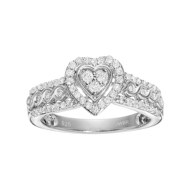 Diamond Heart Ring 1/5 ct tw Sterling Silver