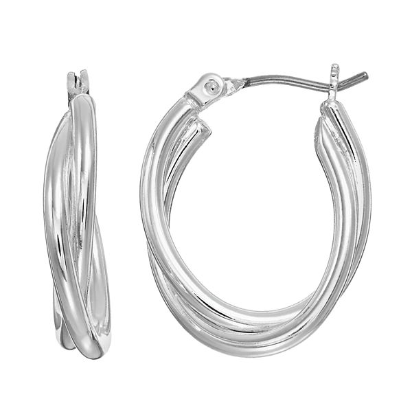 Napier Crosscross Double Oval Hoop Earrings