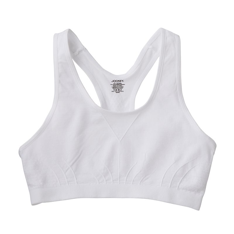 UPC 032633108921 product image for Girls Jockey Wide-Strap Racerback Performance Crop Top, Girl's, Size: Small, Whi | upcitemdb.com