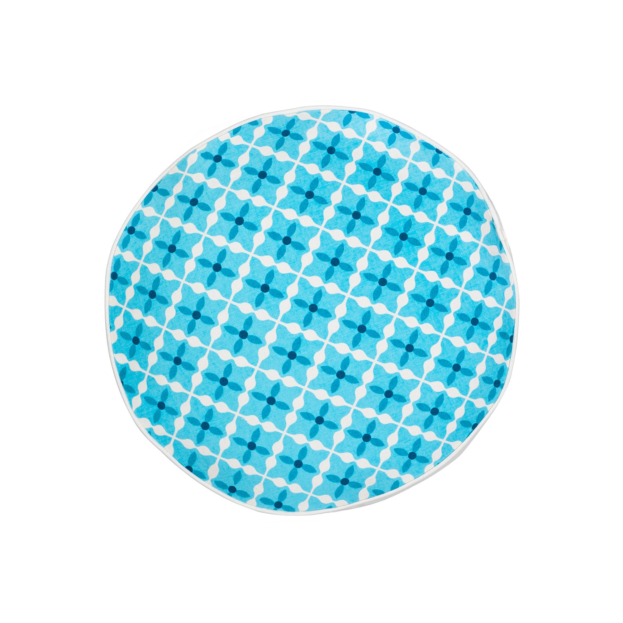 Greendale Home Fashions Quatrefoil Round Throw Pillow, Turquoise