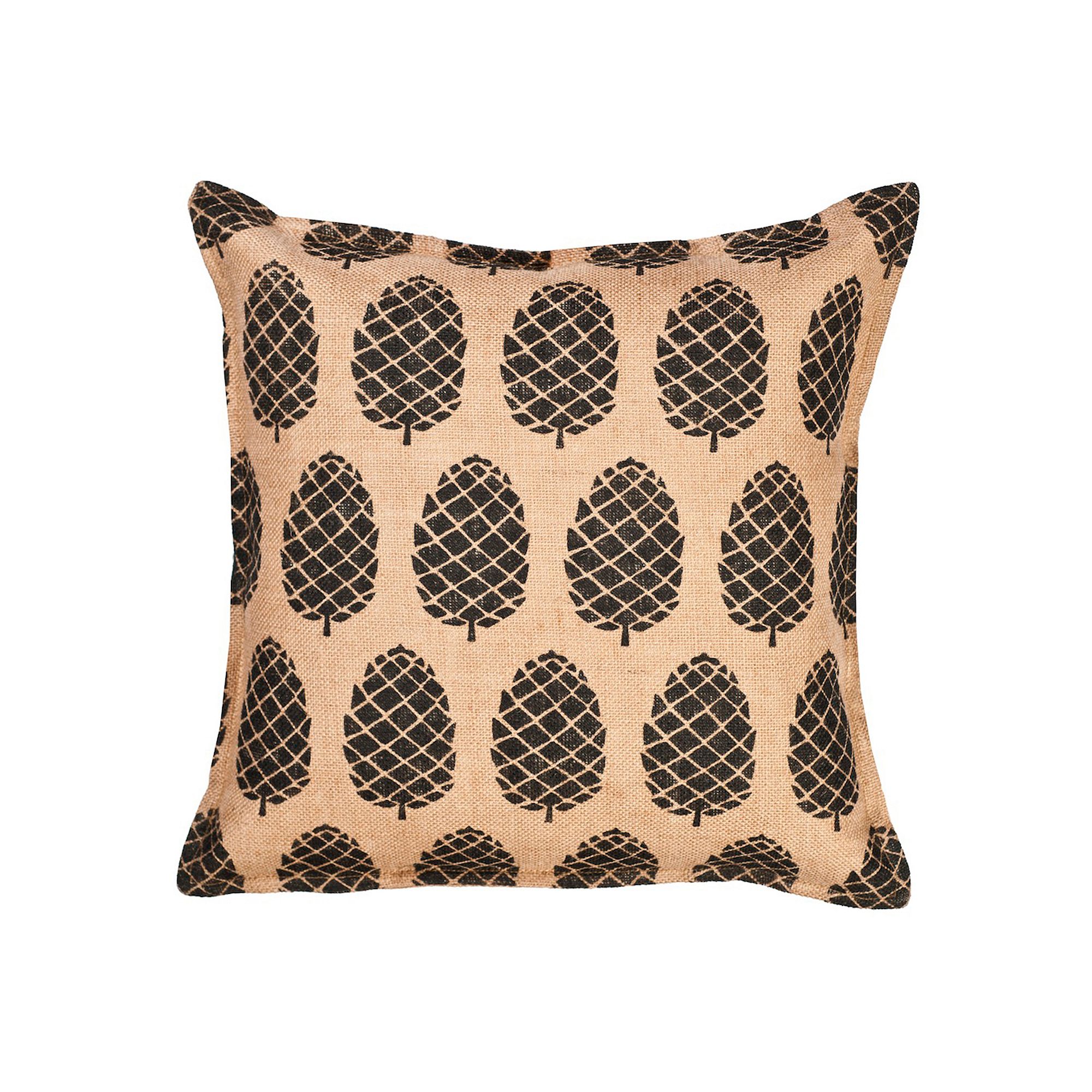 Greendale Home Fashions Pinecone Burlap Throw Pillow, Black
