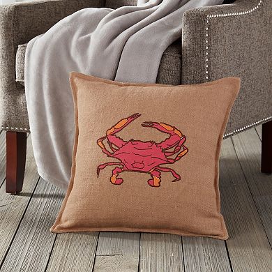 Greendale Home Fashions Crab Burlap Throw Pillow