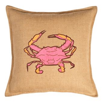Greendale Home Fashions Crab Burlap Throw Pillow
