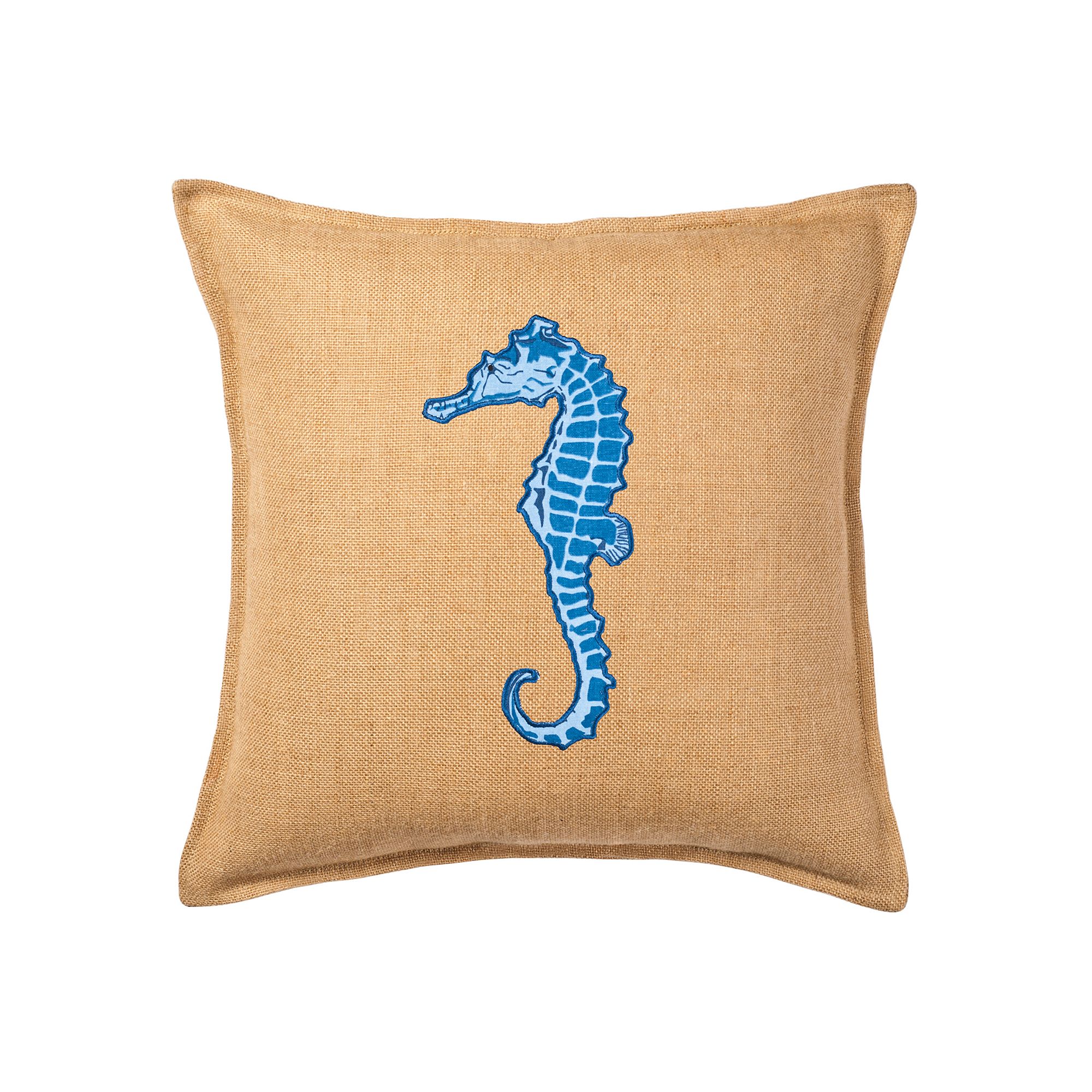 Greendale Home Fashions Seahorse Burlap Throw Pillow, Blue