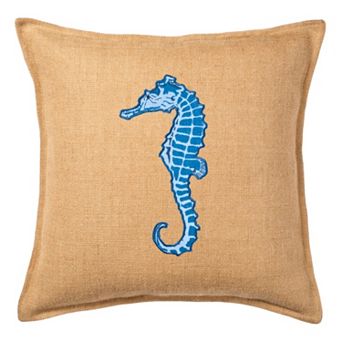 Greendale Home Fashions Seahorse Burlap Throw Pillow