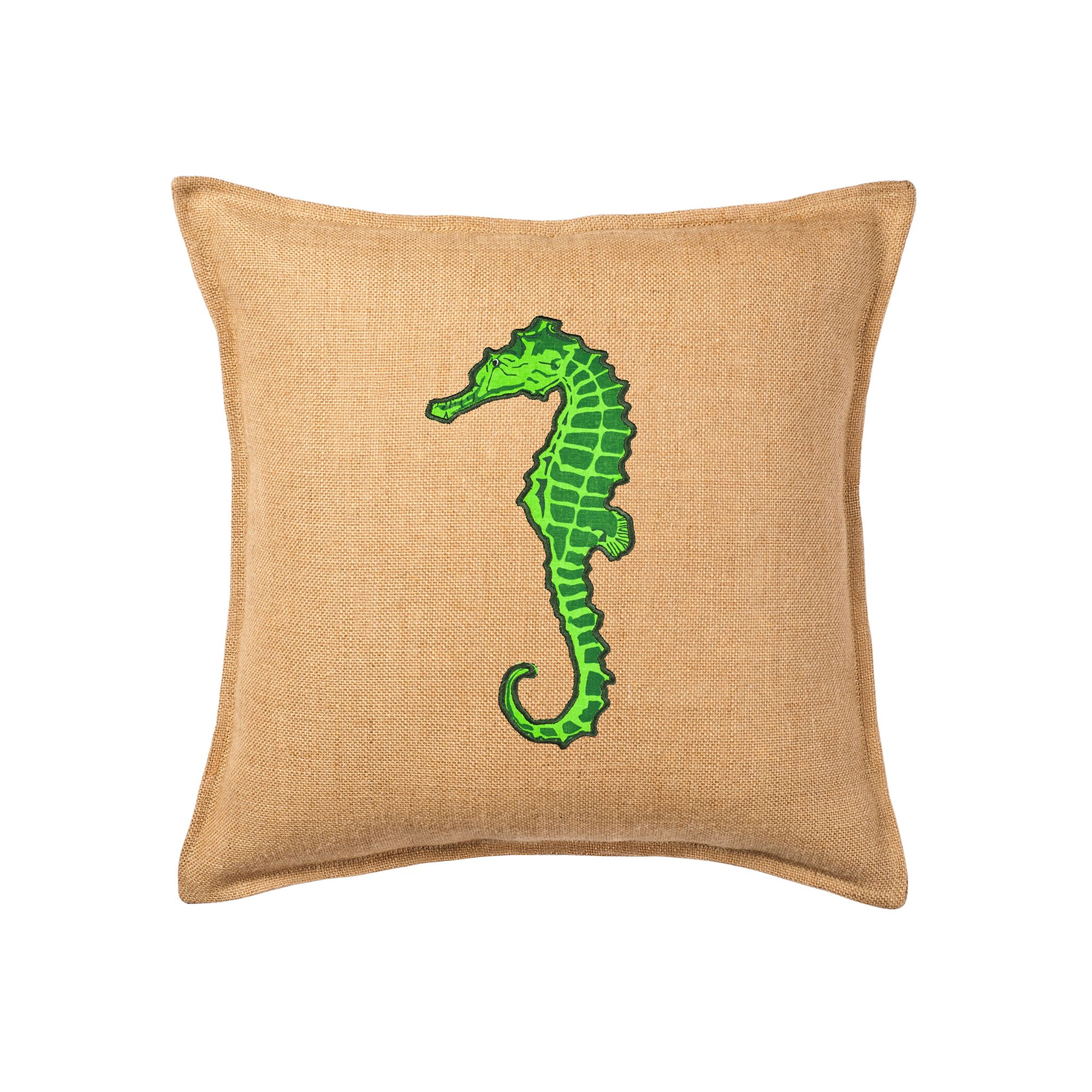 Greendale Home Fashions Seahorse Burlap Throw Pillow
