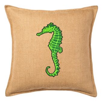Greendale Home Fashions Seahorse Burlap Throw Pillow