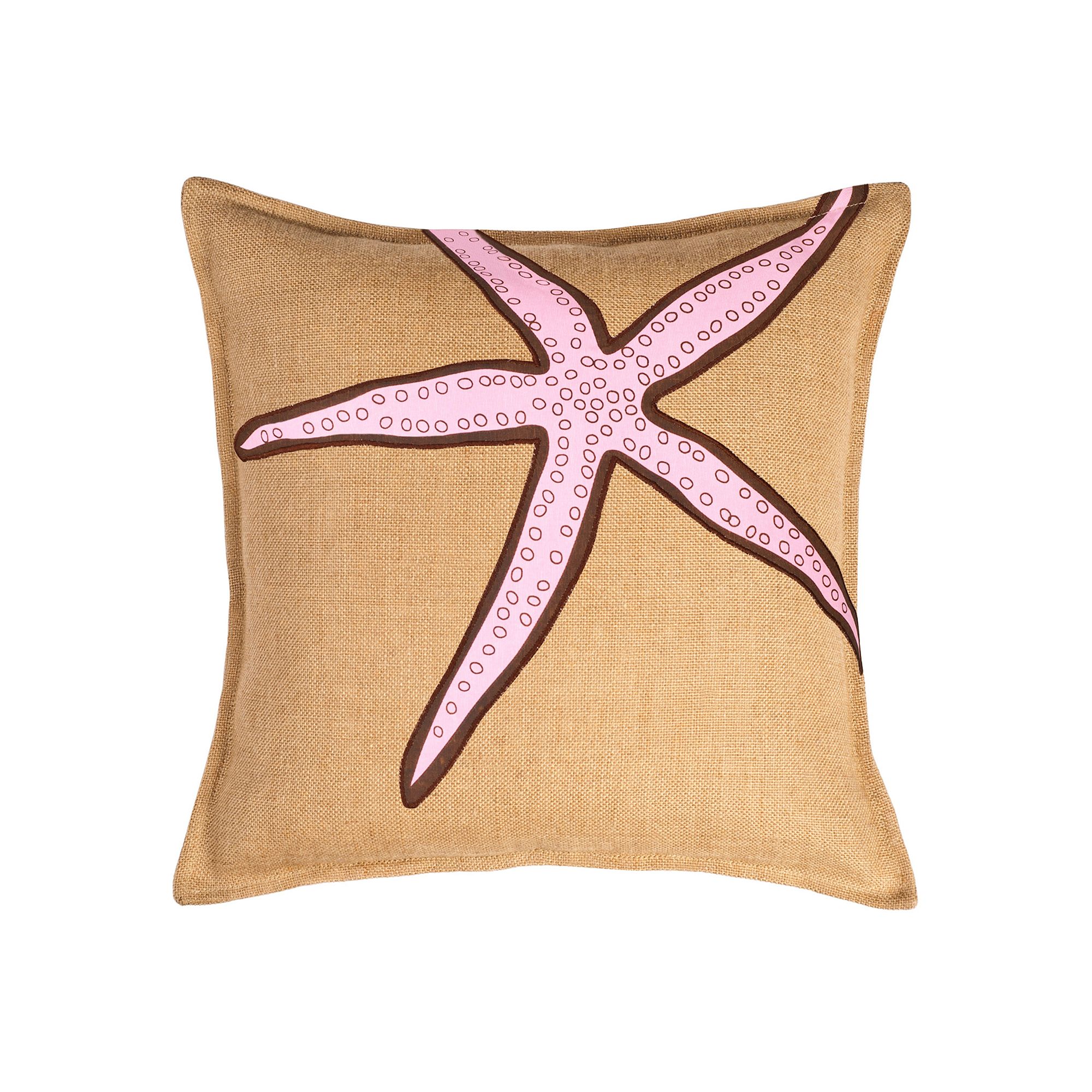 Greendale Home Fashions Starfish Burlap Throw Pillow, Pink