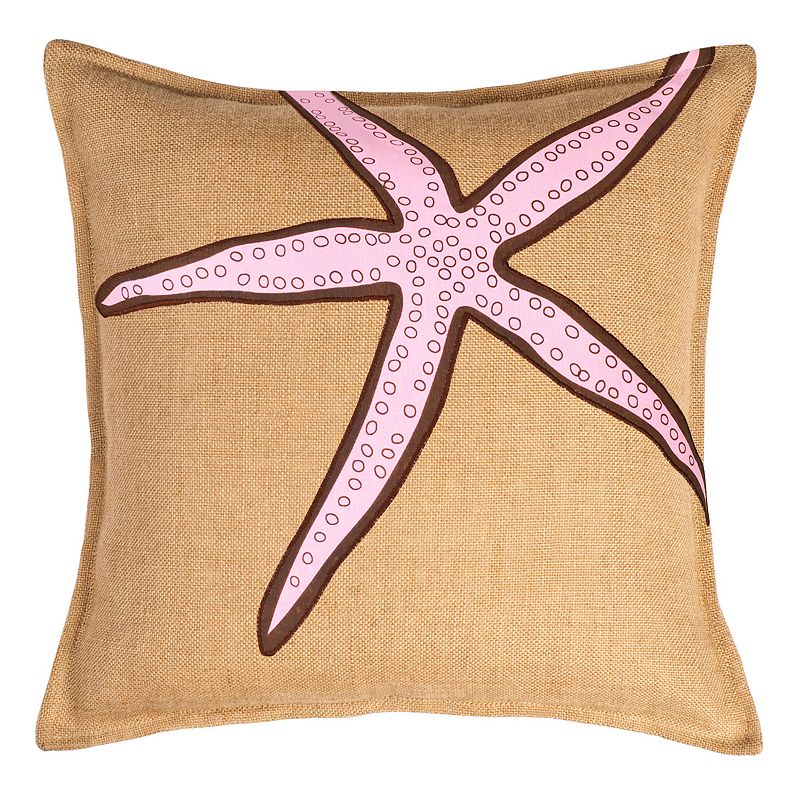Greendale Home Fashions Starfish Burlap Throw Pillow, Pink, 20X20