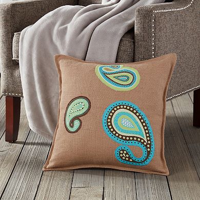 Greendale Home Fashions Paisley Burlap Throw Pillow