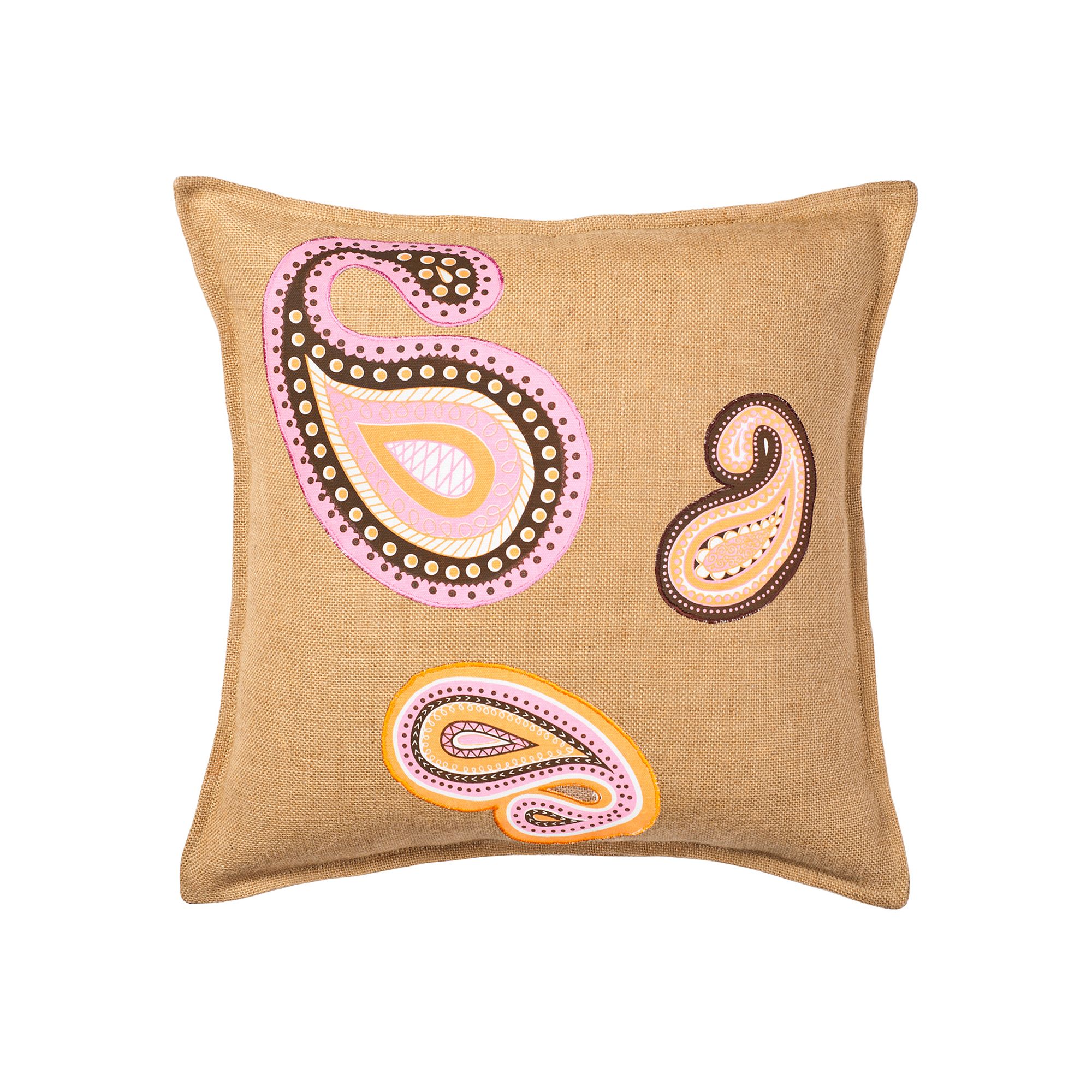 Greendale Home Fashions Paisley Burlap Throw Pillow, Pink Orange
