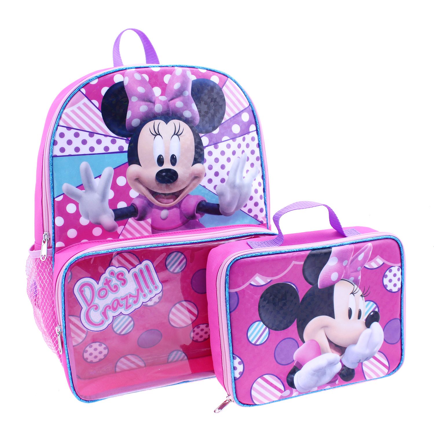 minnie mouse backpack with lunch bag