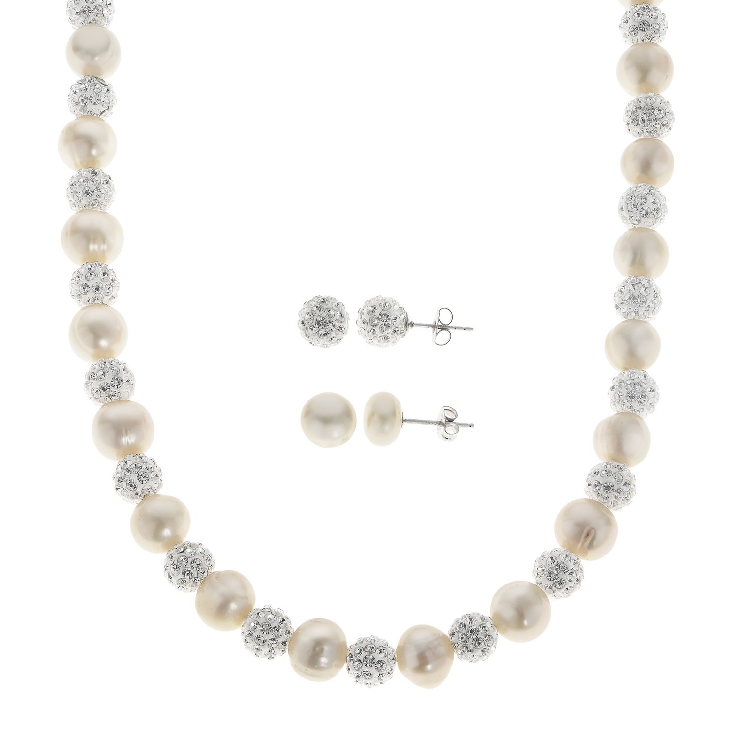 crystal necklace and earring set