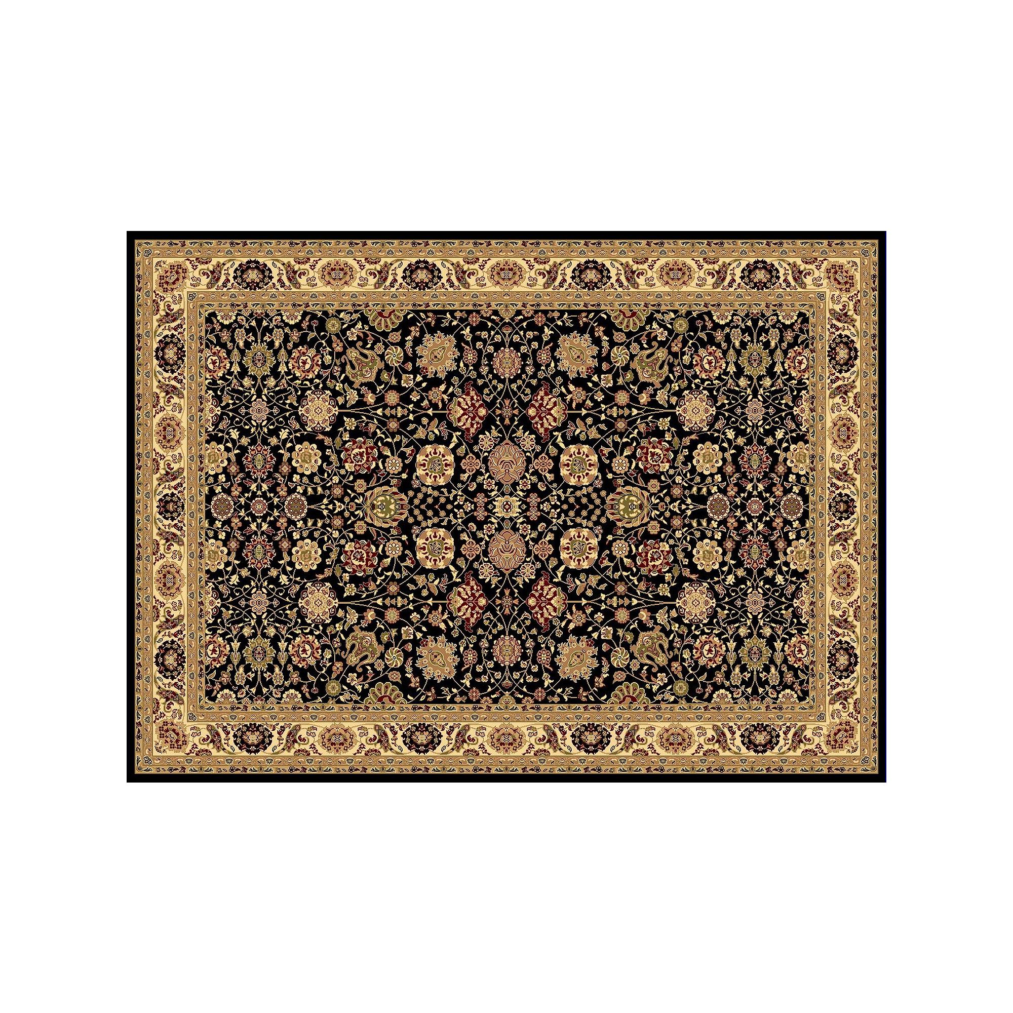 Rugs America New Vision Tabriz Framed Floral Rug, Black
