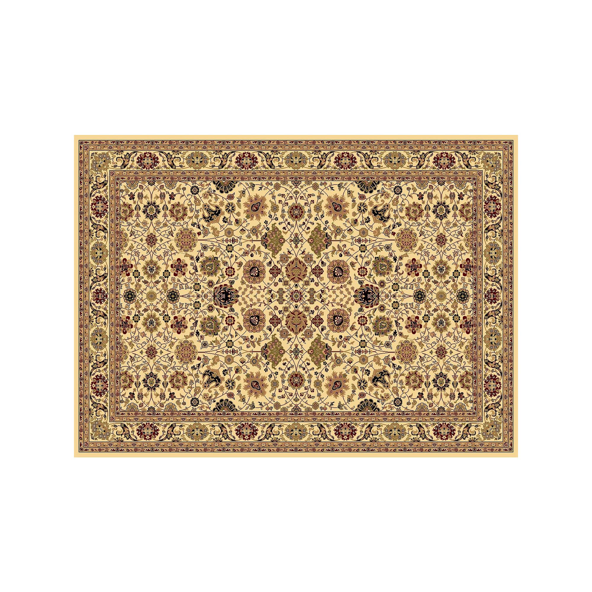 Rugs America New Vision Tabriz Framed Floral Rug, Ivory