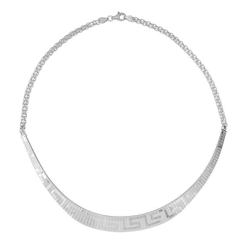 Sterling Silver Greek Key Collar Necklace, Womens, Size: 18