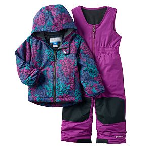 Toddler Girl Columbia OUTGROWN Fleece-Lined Jacket & Reinforced Bib Snow Pants Set