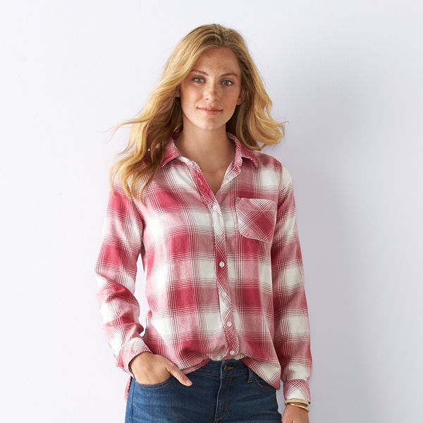 Women's Sonoma Goods For Life® Essential Plaid Shirt