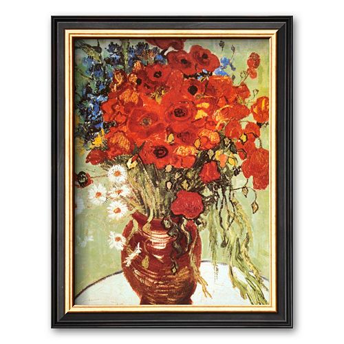 Art.com “Vase with Daisies and Poppies” Framed Wall Art by Vincent van Gogh