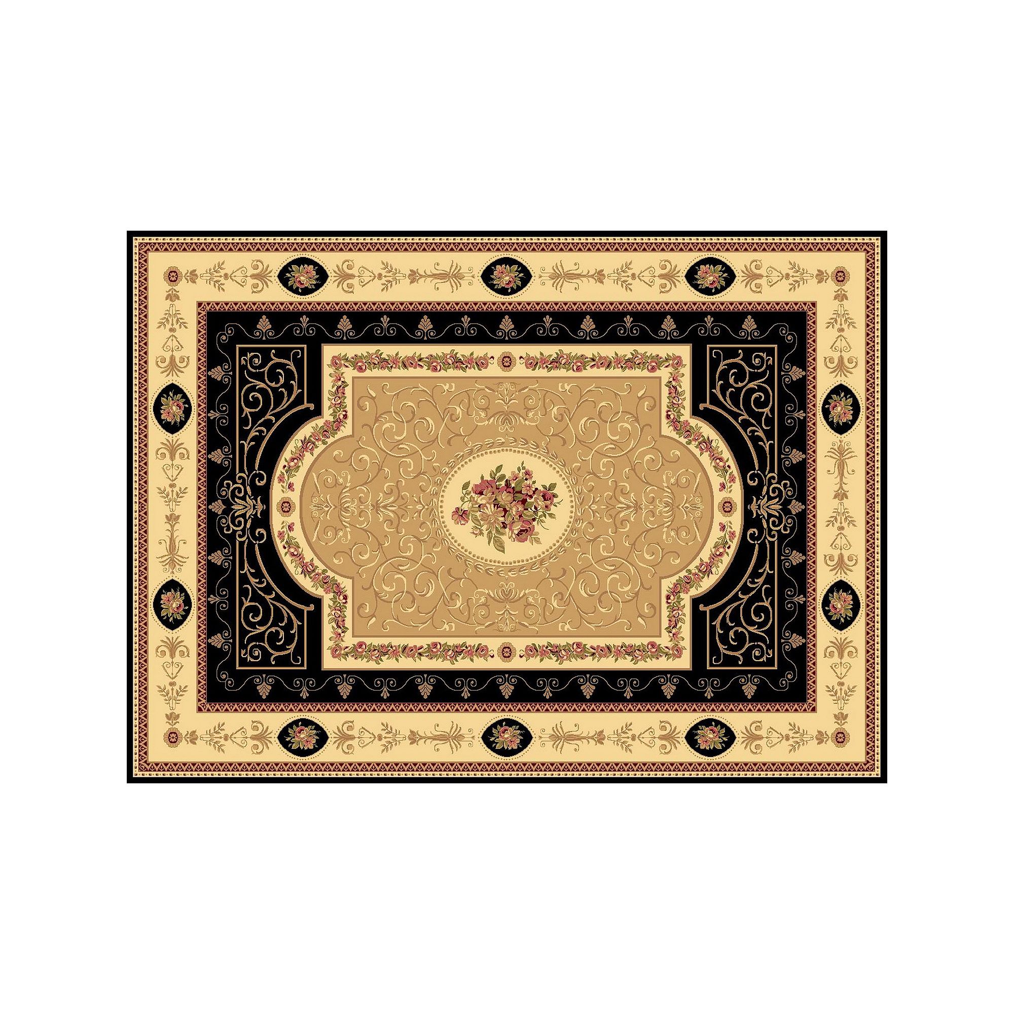 Rugs America Vista Traditional European Area Rug, Black