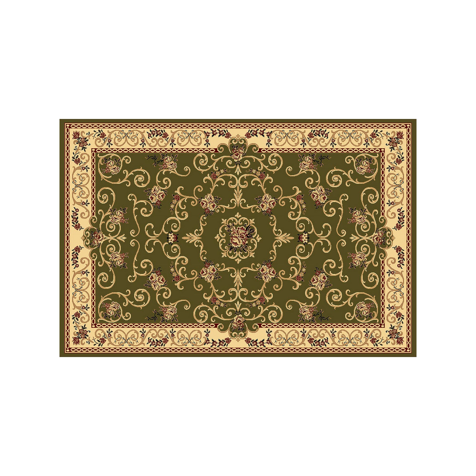 Rugs America New Vision Souvanerie Framed Floral Rug, Green