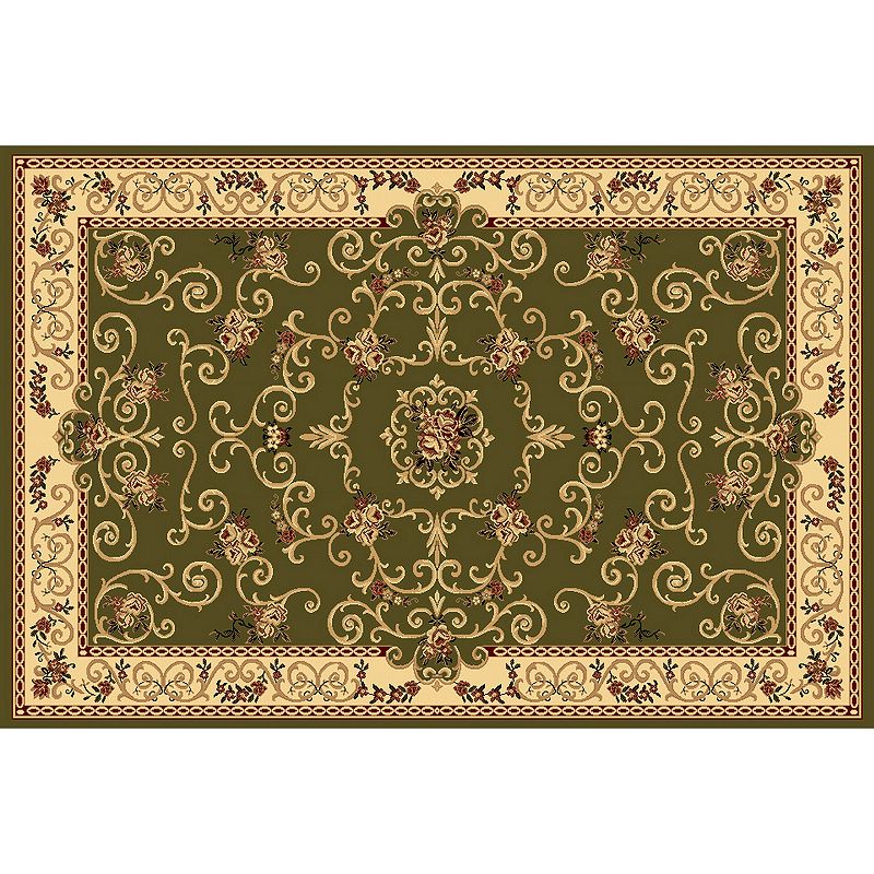 Rugs America New Vision Souvanerie Framed Floral Rug, Green, 8X11 Ft