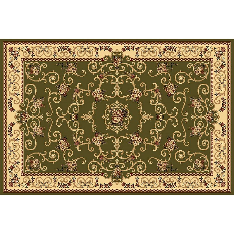 Rugs America New Vision Souvanerie Framed Floral Rug, Green, 8X11 Ft