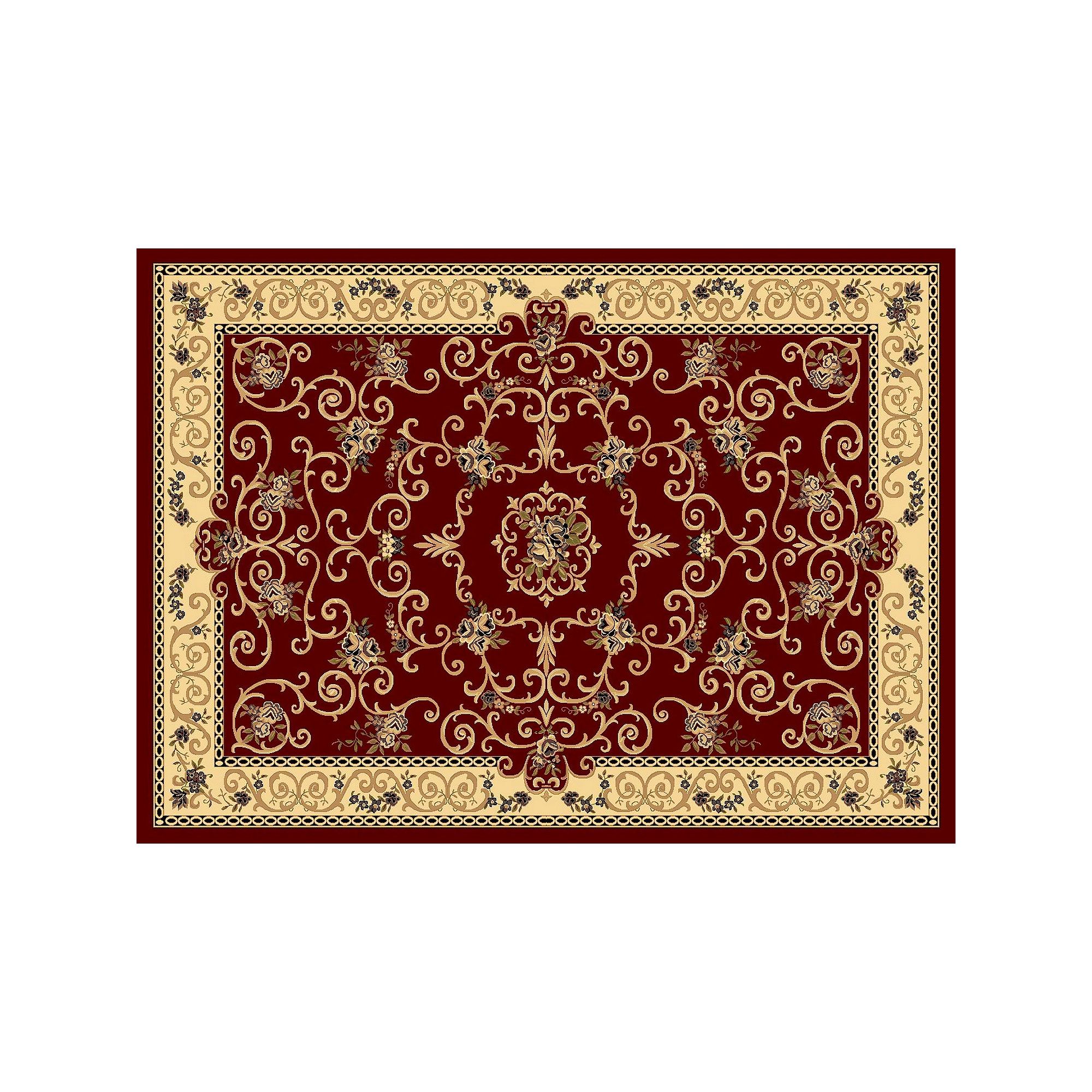 Rugs America New Vision Souvanerie Framed Floral Rug, Red