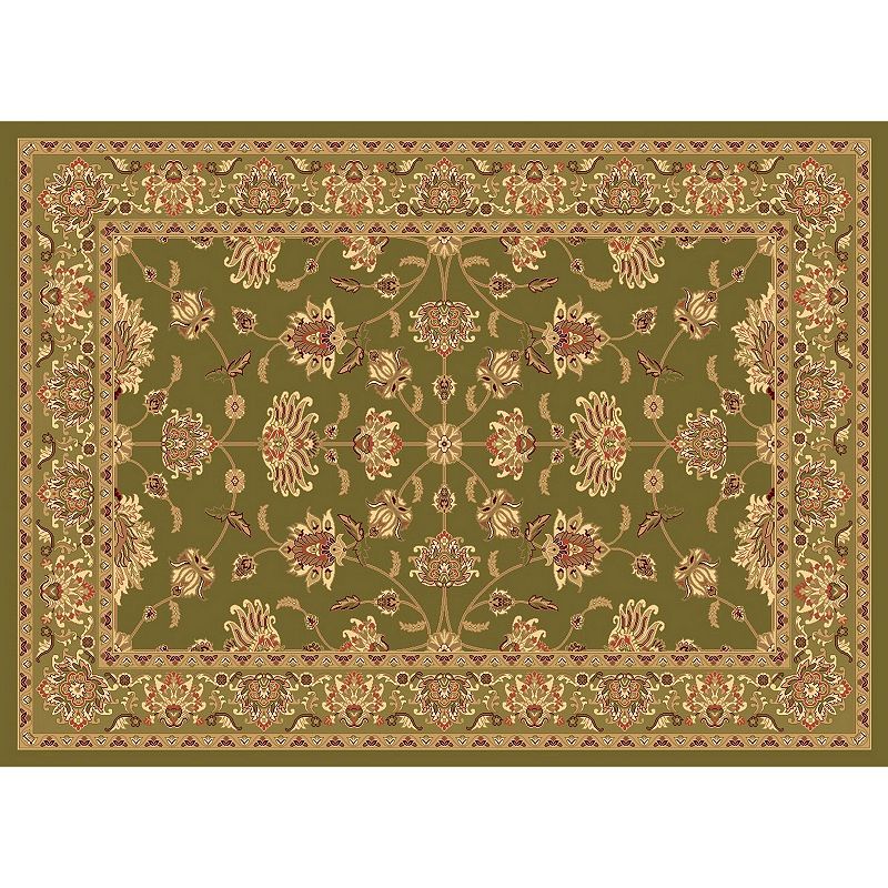 Rugs America New Vision Kashan Framed Floral Rug, Green, 5Ft Rnd