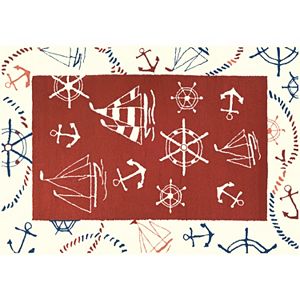 Couristan Beachfront Ocean Park Nautical Indoor Outdoor Rug